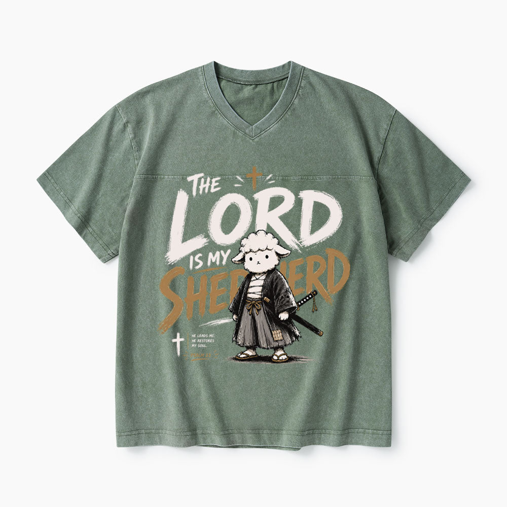The Lord Is My Shepherd Christian Washed V-Neck T-Shirt