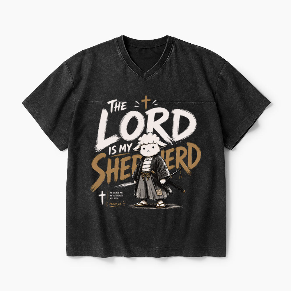 The Lord Is My Shepherd Christian Washed V-Neck T-Shirt