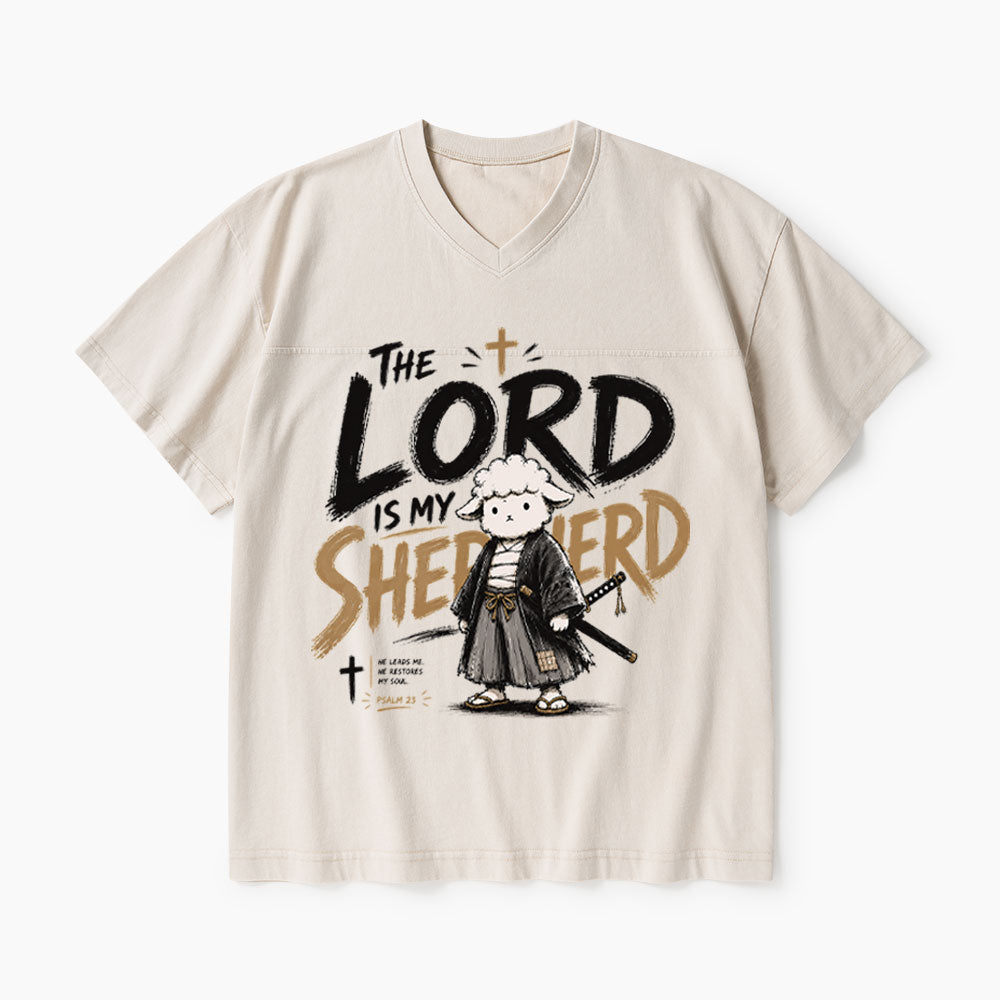 The Lord Is My Shepherd Christian Washed V-Neck T-Shirt