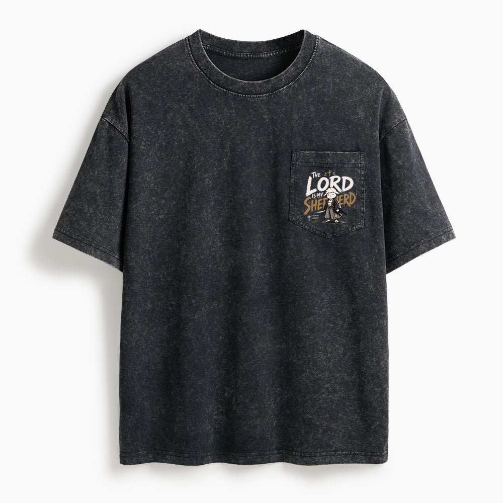 The Lord Is My Shepherd Washed Unisex Pocket T-Shirt