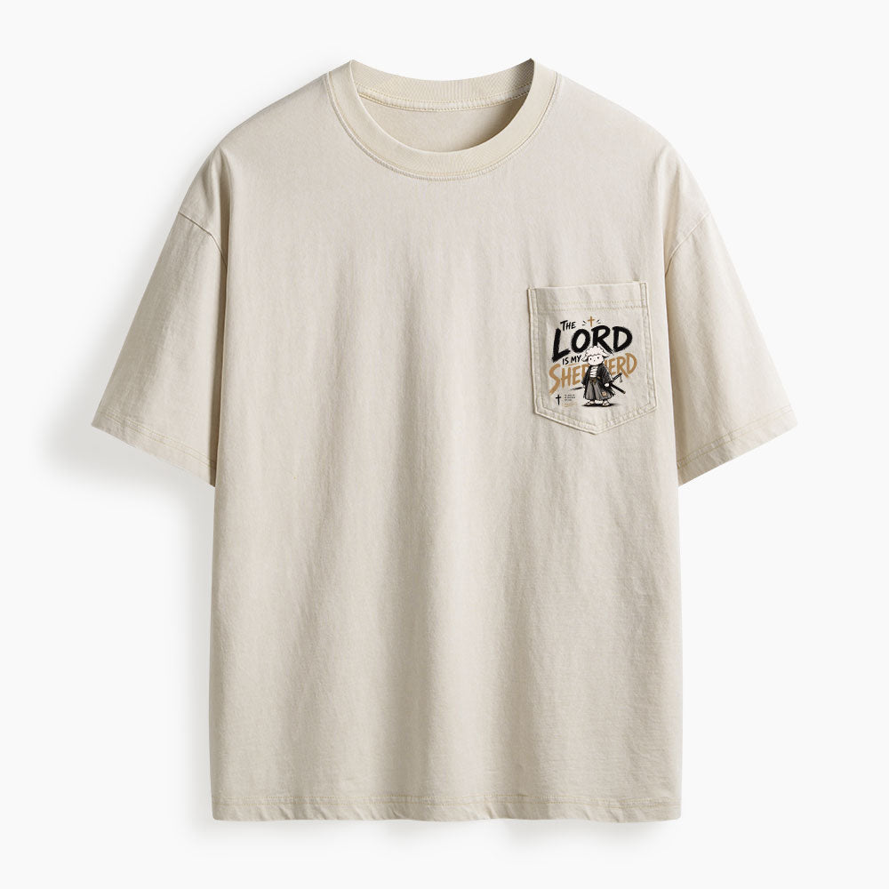 The Lord Is My Shepherd Washed Unisex Pocket T-Shirt