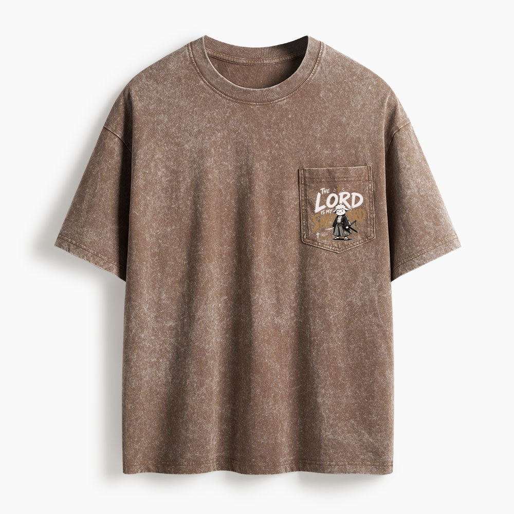 The Lord Is My Shepherd Washed Unisex Pocket T-Shirt