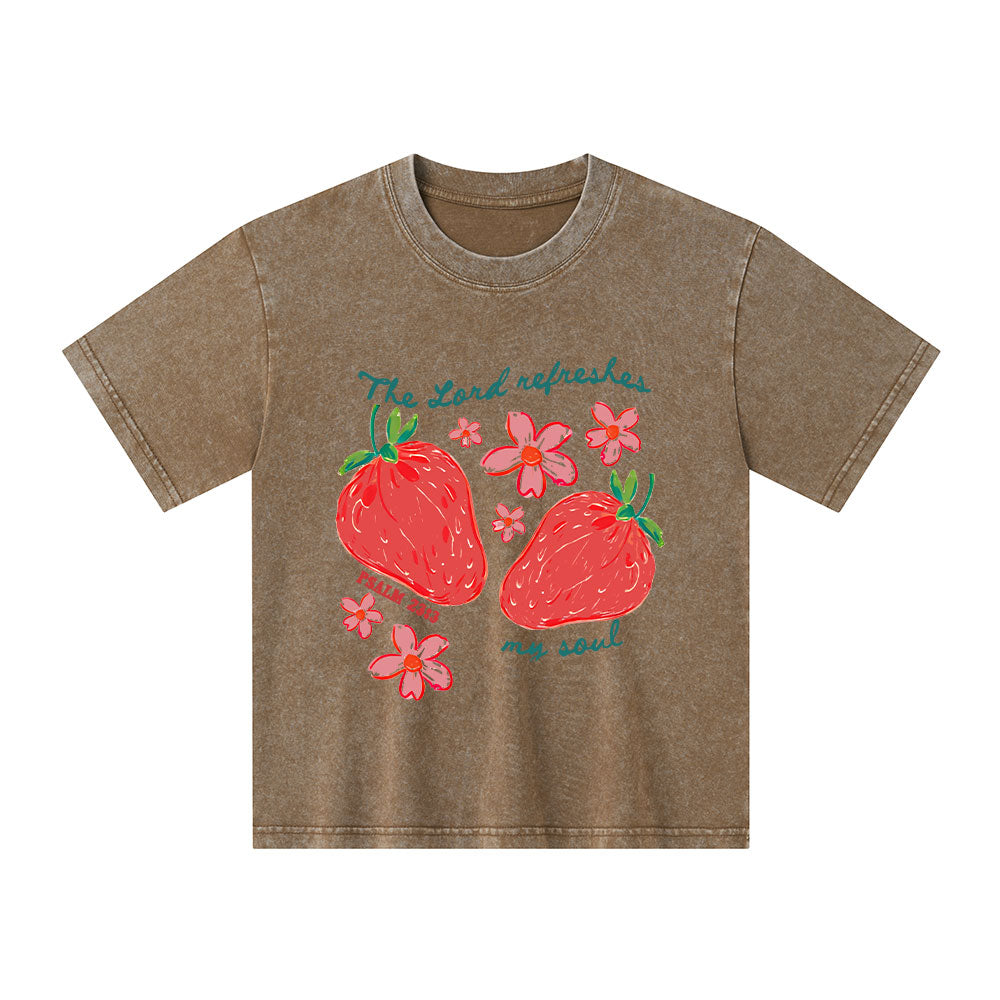The Lord Refreshes My Soul Christian Kid Washed T-Shirt