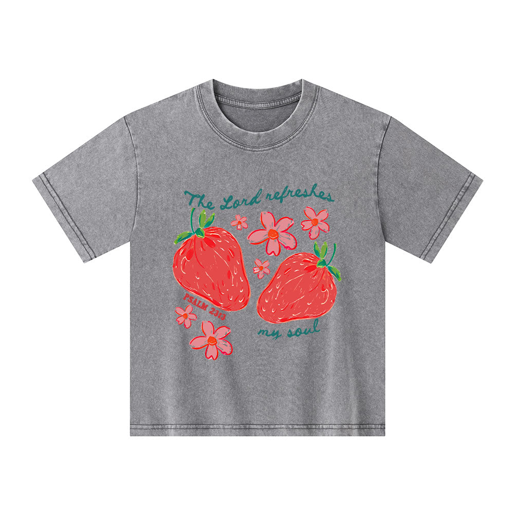 The Lord Refreshes My Soul Christian Kid Washed T-Shirt