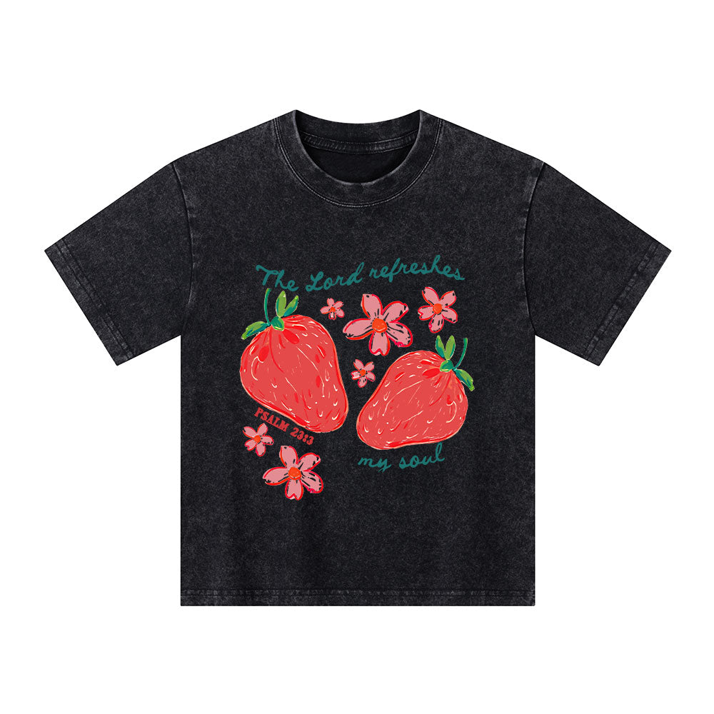 The Lord Refreshes My Soul Christian Kid Washed T-Shirt