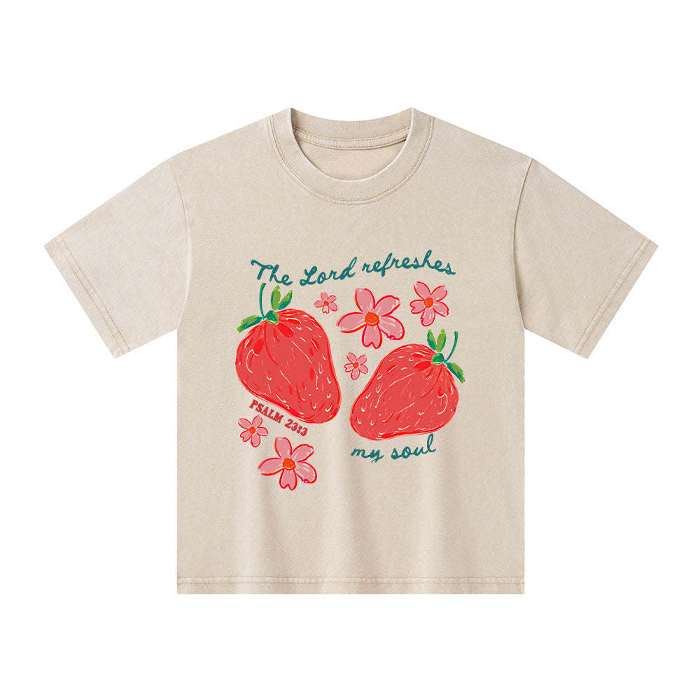 The Lord Refreshes My Soul Christian Kid Washed T-Shirt