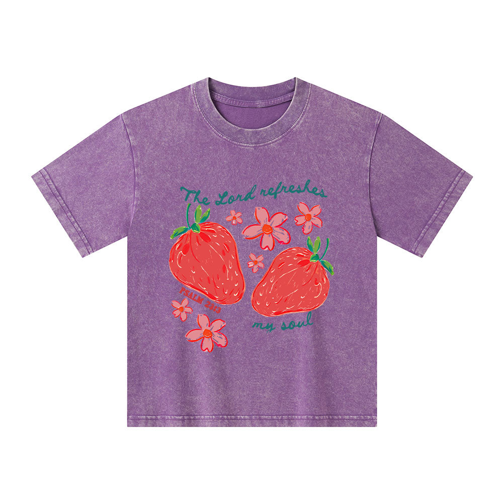 The Lord Refreshes My Soul Christian Kid Washed T-Shirt