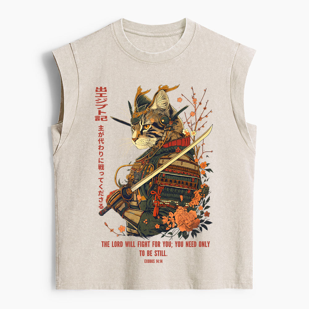 The Lord Shall Fight For You Christian Women's Washed Tank Top