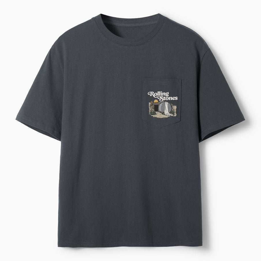 The Stone Was Rolled Away Christian Unisex Pocket T-Shirt