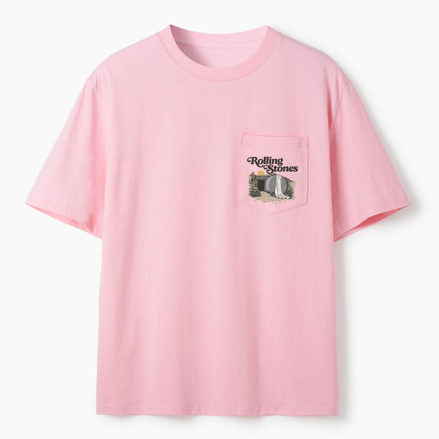 The Stone Was Rolled Away Christian Unisex Pocket T-Shirt
