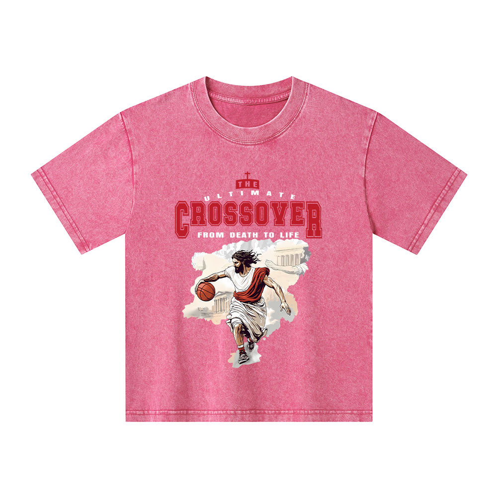 The Ultimate Crossover From Death To Life Christian Kid Washed T-Shirt
