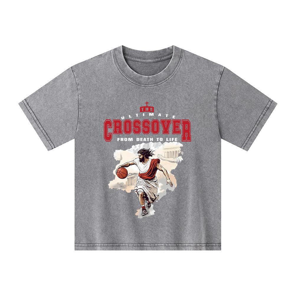 The Ultimate Crossover From Death To Life Christian Kid Washed T-Shirt