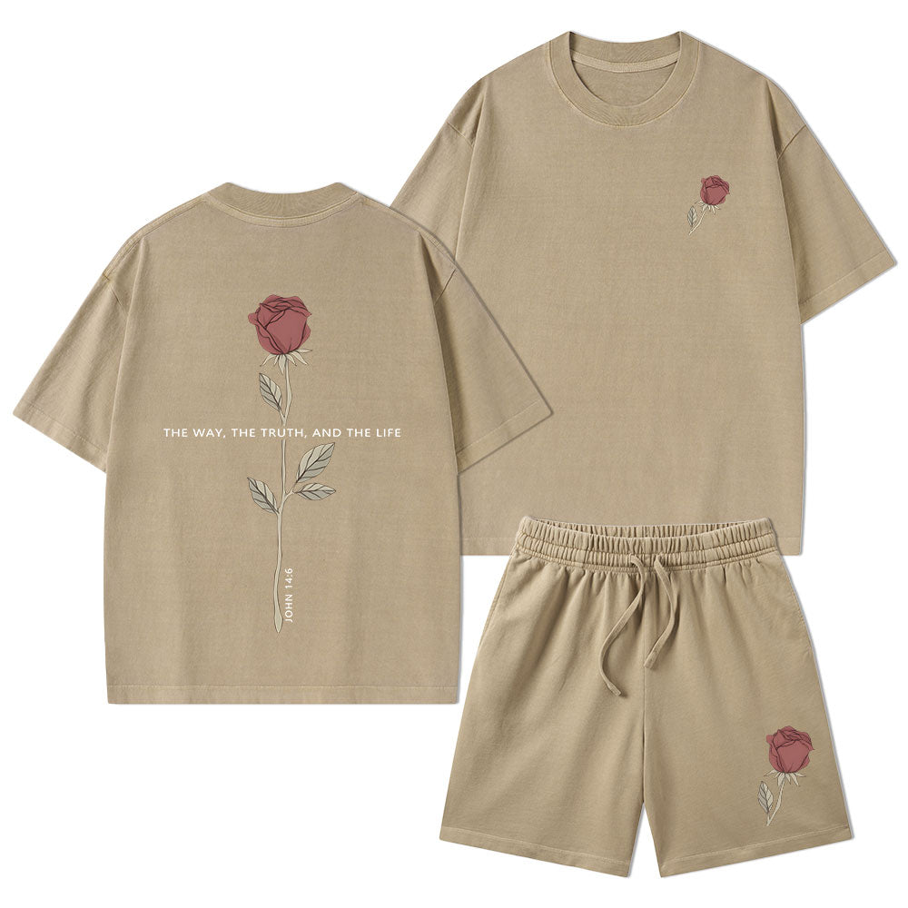 The Way The Truth The Life Christian Washed T-Shirt & Shorts