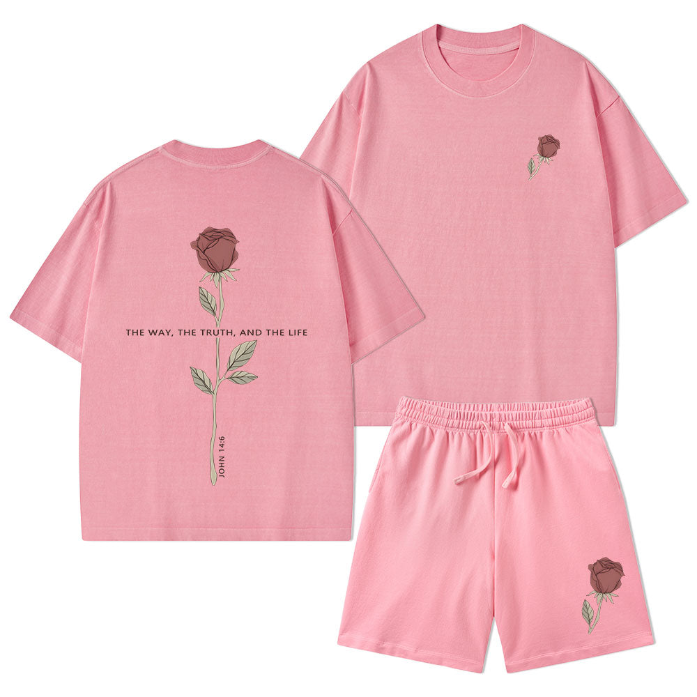 The Way The Truth The Life Christian Washed T-Shirt & Shorts
