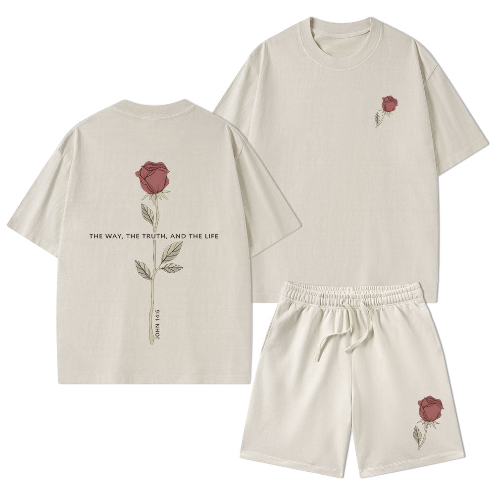 The Way The Truth The Life Christian Washed T-Shirt & Shorts