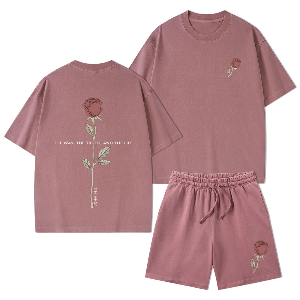 The Way The Truth The Life Christian Washed T-Shirt & Shorts