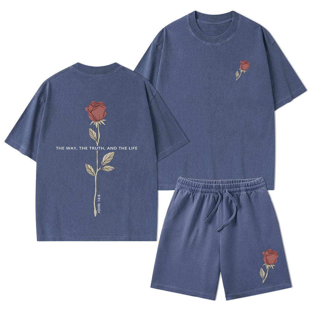 The Way The Truth The Life Christian Washed T-Shirt & Shorts