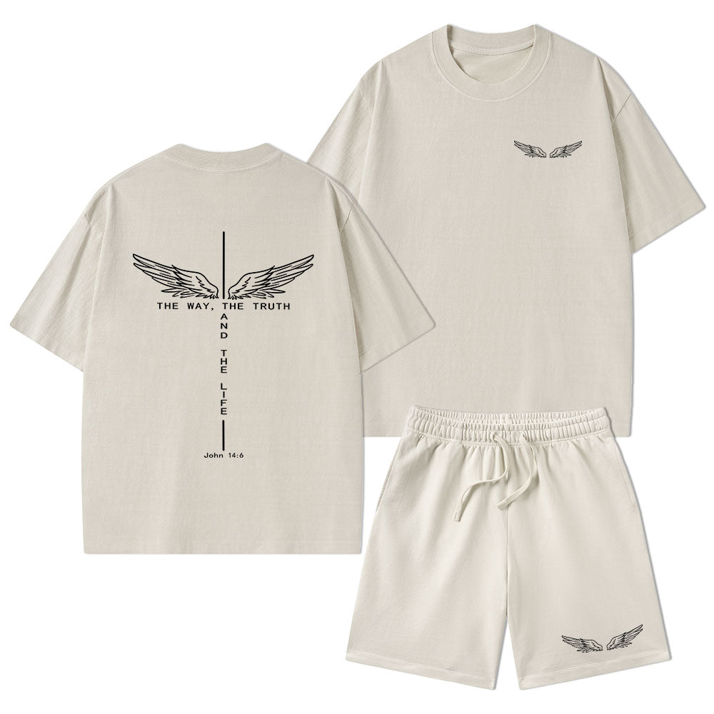 The Way The Truth The Life Christian Washed T-Shirt & Shorts