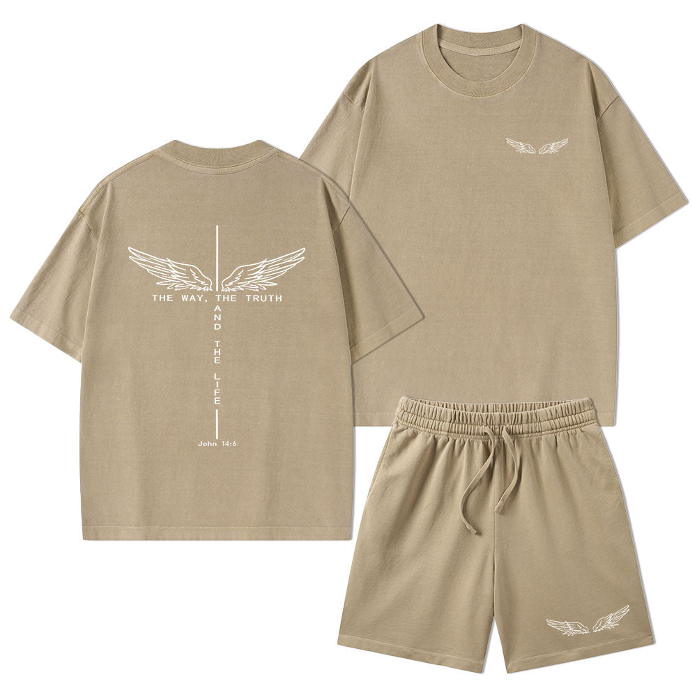The Way The Truth The Life Christian Washed T-Shirt & Shorts