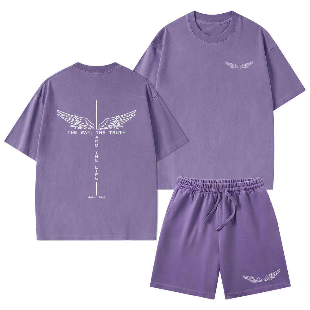 The Way The Truth The Life Christian Washed T-Shirt & Shorts