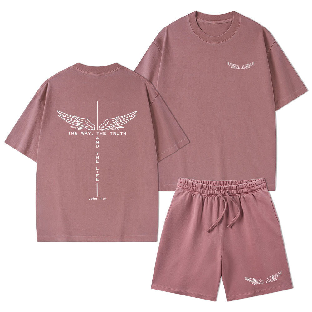 The Way The Truth The Life Christian Washed T-Shirt & Shorts