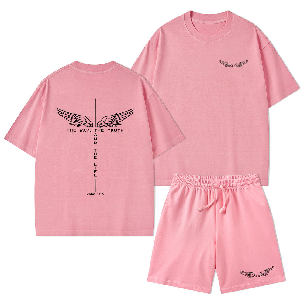 The Way The Truth The Life Christian Washed T-Shirt & Shorts