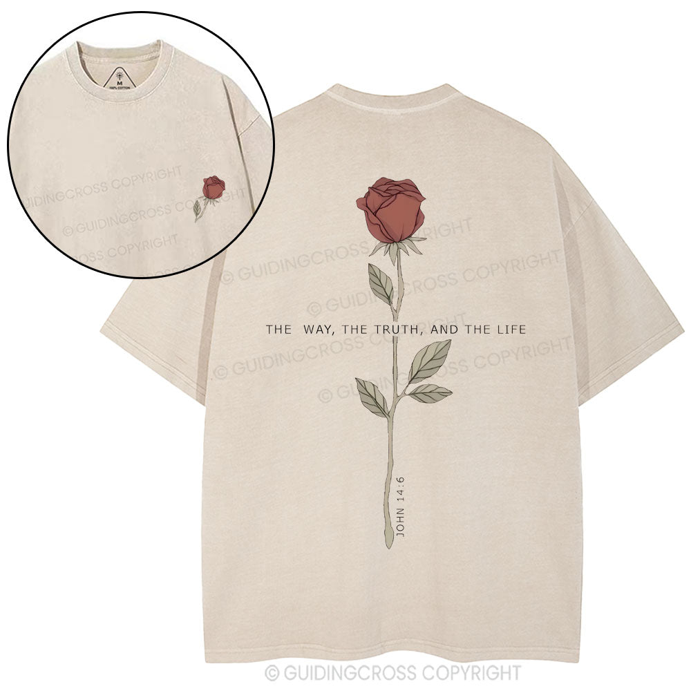 The Way The Truth The Life Christian Washed T-Shirt