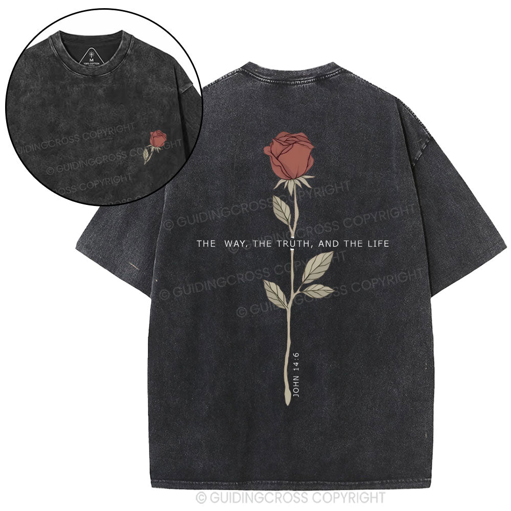 The Way The Truth The Life Christian Washed T-Shirt