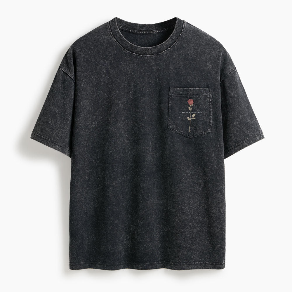 The Way The Truth The Life Washed Unisex Pocket T-Shirt
