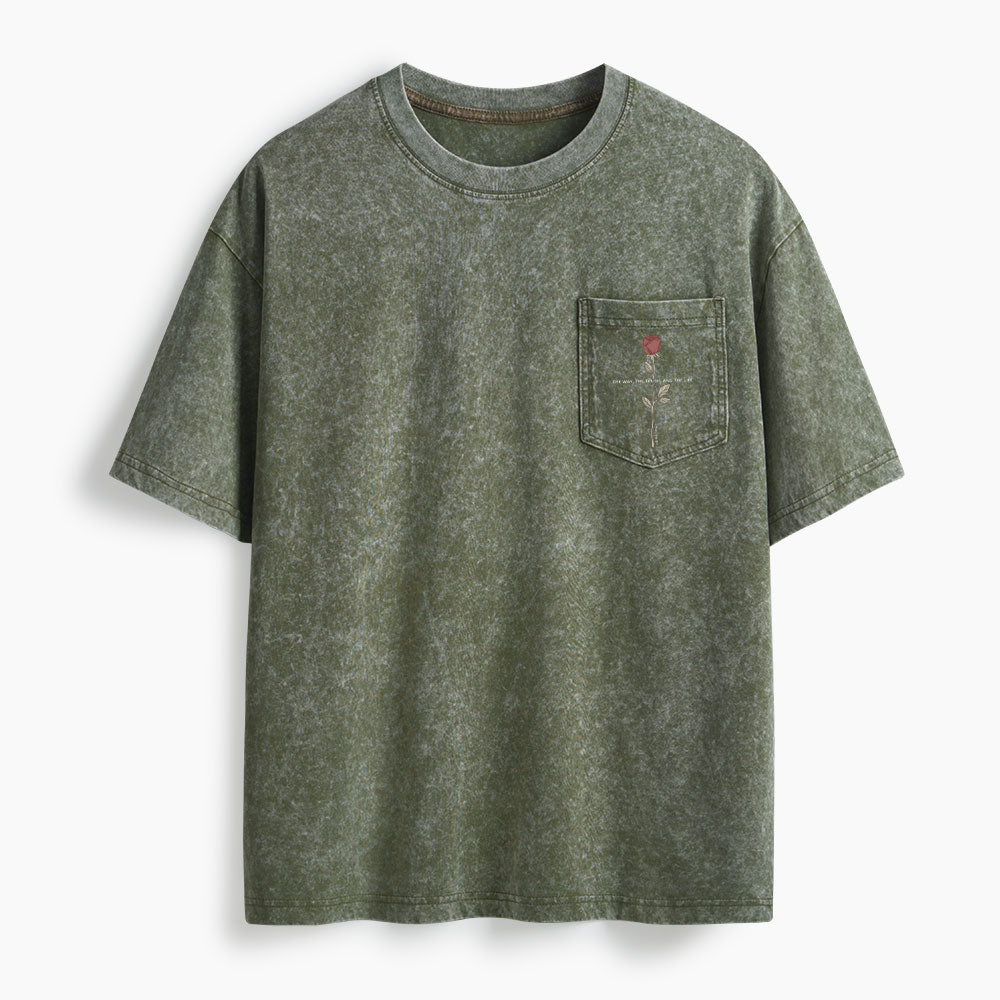 The Way The Truth The Life Washed Unisex Pocket T-Shirt