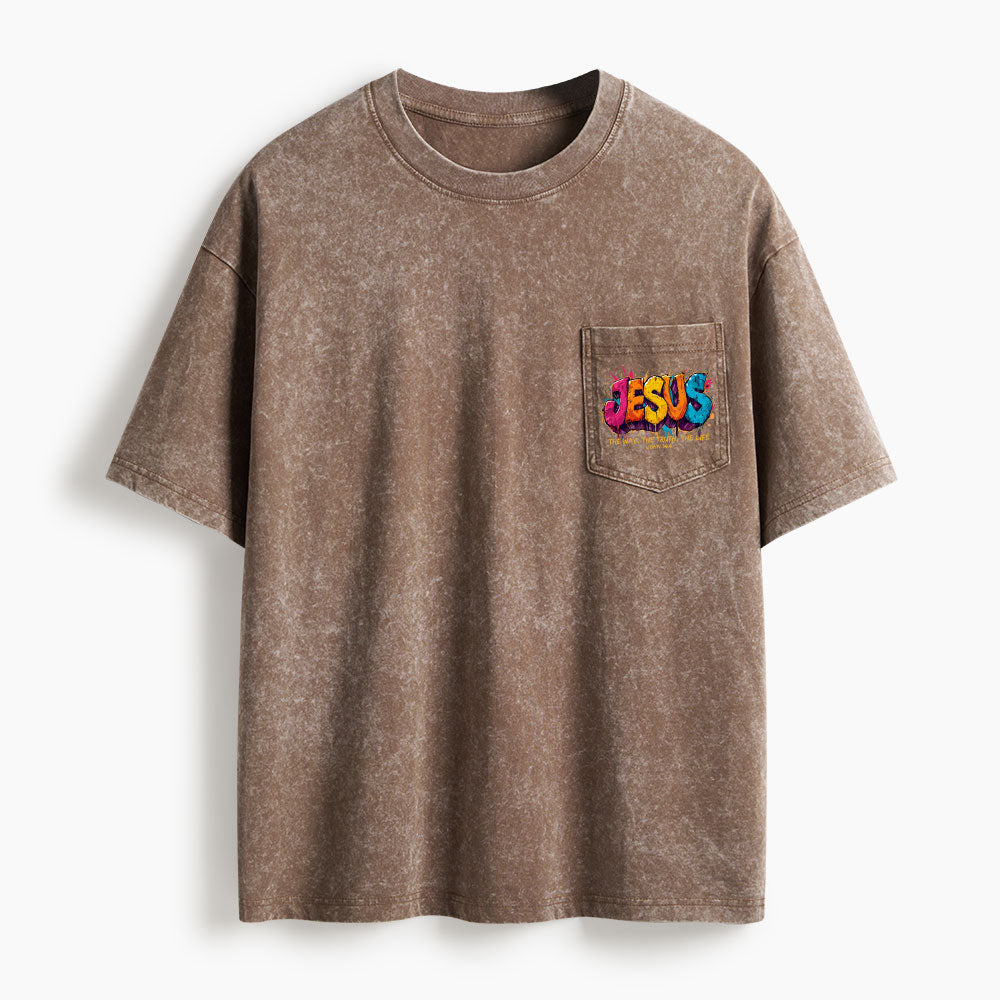 The Way The Truth The Life Washed Unisex Pocket T-Shirt