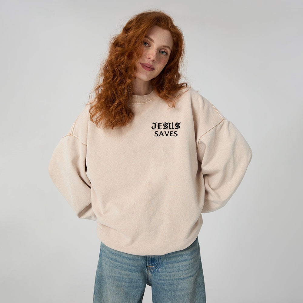There Is Power In The Name Of Jesus Christian Washed Sweatshirt