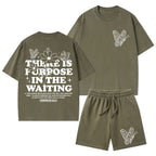 There Is Purpose In Waiting Christian Washed T-Shirt & Shorts