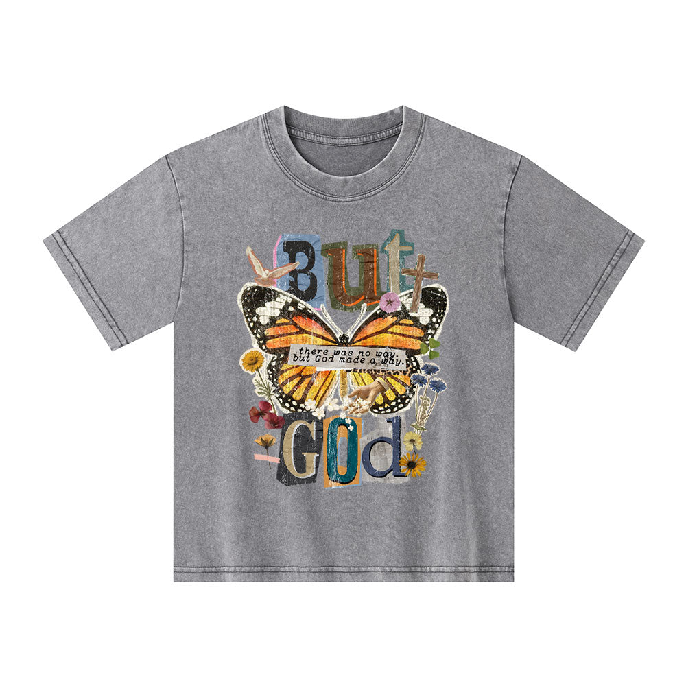 There Was No Way But God Made A Way Christian Kid Washed T-Shirt