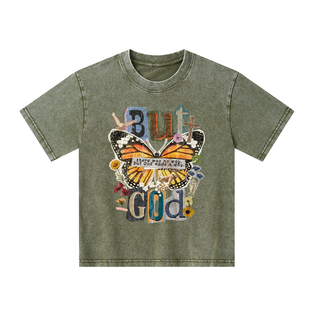 There Was No Way But God Made A Way Christian Kid Washed T-Shirt
