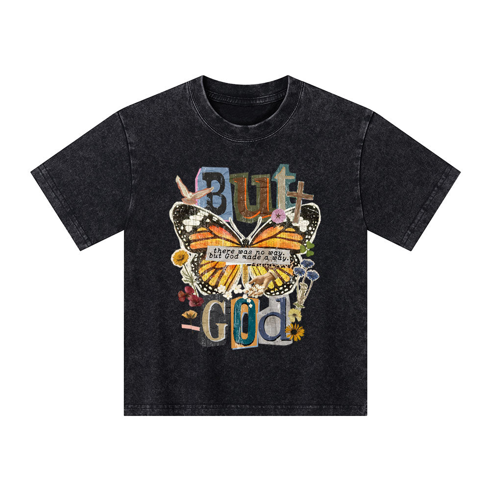There Was No Way But God Made A Way Christian Kid Washed T-Shirt