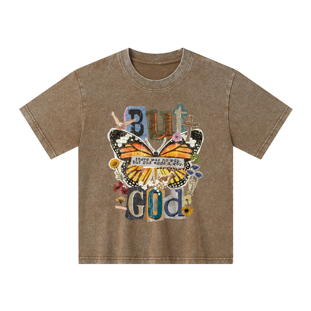 There Was No Way But God Made A Way Christian Kid Washed T-Shirt