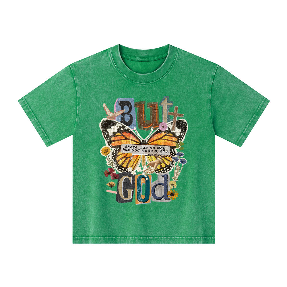There Was No Way But God Made A Way Christian Kid Washed T-Shirt