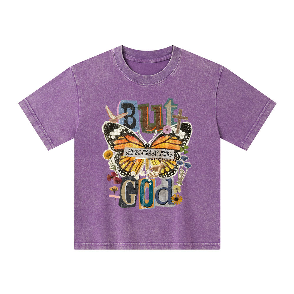 There Was No Way But God Made A Way Christian Kid Washed T-Shirt