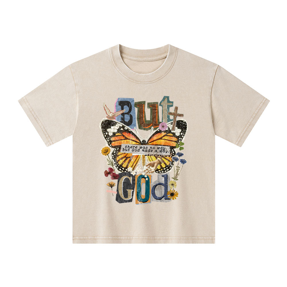 There Was No Way But God Made A Way Christian Kid Washed T-Shirt