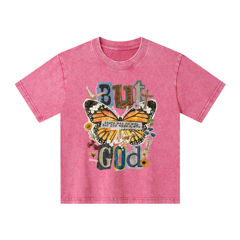 There Was No Way But God Made A Way Christian Kid Washed T-Shirt