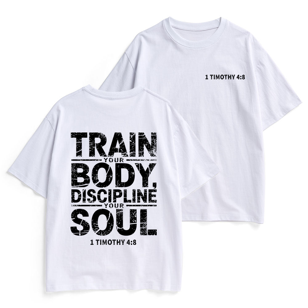 Train Your Body Discipline Your Soul Christian Heavy Cotton T-Shirt