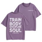 Train Your Body Discipline Your Soul Christian Heavy Cotton T-Shirt