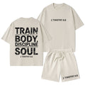 Train Your Body Discipline Your Soul Christian Washed T-Shirt & Shorts