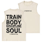 Train Your Body Discipline Your Soul Christian Washed Tank Top