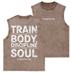Train Your Body Discipline Your Soul Christian Washed Tank Top