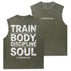 Train Your Body Discipline Your Soul Christian Washed Tank Top