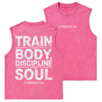 Train Your Body Discipline Your Soul Christian Washed Tank Top