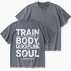 Train Your Body Discipline Your Soul Christian Washed V-Neck T-Shirt