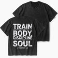 Train Your Body Discipline Your Soul Christian Washed V-Neck T-Shirt